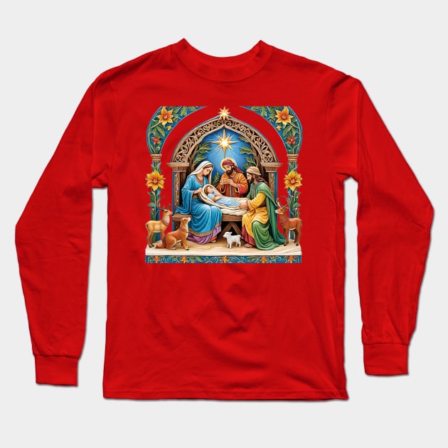 Nativity Scene Long Sleeve T-Shirt by likbatonboot